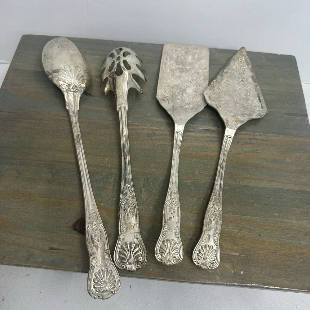 Lot 6 Vintage Silver Plate International Silver Co + Misc Cake Server Spoon Fork